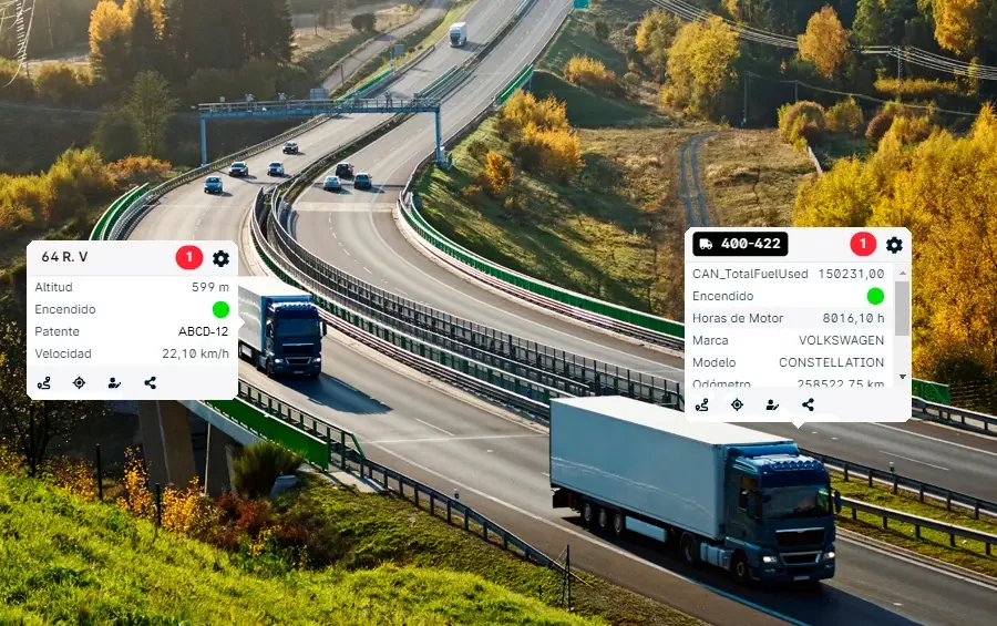 Operations control interface showing logistics distribution traceability and fleet performance charts.